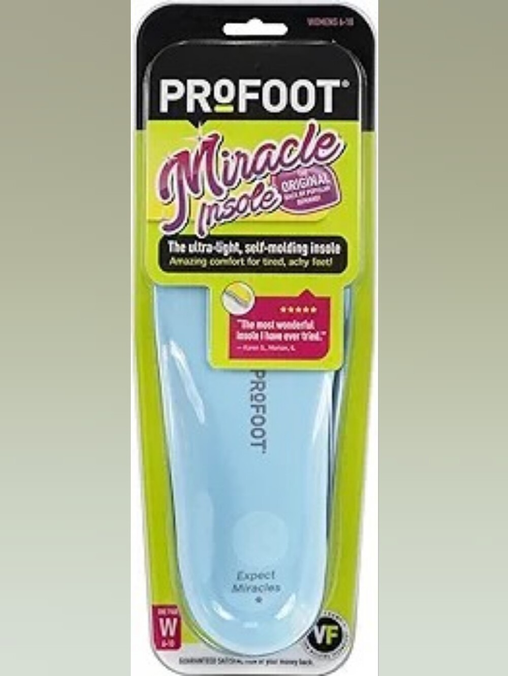 Profoot Miracle Insole Women's Light Blue Comfort Insoles. Women's 6/8
